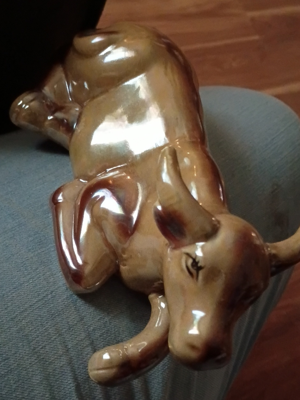 Brown Ceramic Cow Figurine